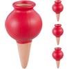 Relaxdays Sfere da Irrigazione a Goccia, Set da 4, 100 ml ciascuna, Coni Annaffiatura Automatica per Piante, Rosso, Ceramica