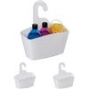 Relaxdays Cestino Portaoggetti da Doccia, Set da 3, Cestello Sospeso, in Plastica Porta Shampoo, Bagnoschiuma, Bianco, 31 x 28 x 12 cm
