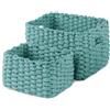 Compactor Lisou Set 2 Cesti In Carta Intrecciata Con Manici, Large 21 x 16 x H 14 cm + Small 17 x 14 x H 10 cm, Acqua, RAN7419