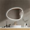 EMKE Specchio da bagno con illuminazione, asimmetrico LED con illuminazione, 65 x 45 cm, interruttore touch, 3 colori di luce, dimmerabile, senza appannamento, IP44, risparmio energetico