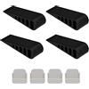 Relaxdays Cuneo Fermaporta, Set 4 Blocca Porte Pavimento, Autoadesivo e Antiscivolo, Pratico Accessorio per Casa, Nero