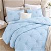Swift Home Premium Bedding Set Collection 2 pezzi increspato 3D floreale pintuck Comforter Set - Baby Blue, Twin/Twin XL