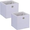 Relaxdays Scatola Portaoggetti, Set 2 Box in Stoffa da Scaffale, Cubo Portagiochi HLP 30,5x30,5x30,5 cm, Moderno, Bianco