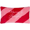 furn. Merry and Bright Cuscino Imbottito Di Piume (Rosso - 30x50cm) | Ricamato Pelliccia Sintetica A Righe Slogan Stagione Delle Feste Cuscino