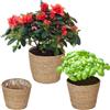 Relaxdays Vasi per Piante da Interno Decorativi, Set da 3, Fioriere Portapiante Rotonde in Aspetto Vimini, Naturale