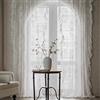 Sutuo Home Set di 2 tende in pizzo bianco, pannelli velati, lunghezza 160 cm, ricamo floreale con rose, stile vintage, per camera da letto e soggiorno, decorazione shabby chic, tasca per asta, 140 x