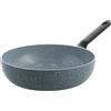 BK Blue Label - Wok antiaderente in granito in ceramica, Ø 28 cm, senza PFAS, a induzione, rivestimento antiaderente in granito, lavabile in lavastoviglie, riscaldamento rapido, impugnatura fresca
