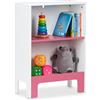 Relaxdays Scaffale per Bambini, 2 Scomparti, HLP: 66x48x24 cm, Mobile per la Camera Portagiochi, per Libri, Bianco Rosa, Fibra di Legno