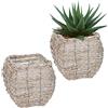 Relaxdays Vasi per Fiori, Set da 2, Fiorere in Rattan con Rivestimento, per Interni, HLP: 20x20x20 cm, Bianco Naturale