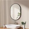 EMKE Specchio da bagno ovale, 50 x 70 cm, con cornice nera, ovale, orizzontale/verticale, colore nero, decorativo, HD da parete per bagno, corridoio