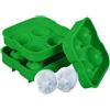Relaxdays Set Vaschette per Cubetti di Ghiaccio, 2 Stampi per 4 Sfere da 4,5 cm, Portaghiacchio in Silicone, Verde