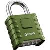 NovLock Lucchetto a combinazione - grande, robusto e resistente alle intemperie - arco da 8 mm - per esterni e interni: cancelli, recinzioni, capanni, armadi, armadietti - confezione da 1, verde