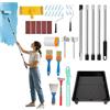 Qivine Kit Rullo per Pittura, Asta Telescopica 2m, 23cm e 10cm | Kit rullo per pittura con asta telescopica 2m. Rulli 23cm e 10cm, vassoio, pennelli e spatola. Per pareti e soffitti