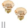 FEEIMOL 2 Pezzi Cristallo Manopola Maniglie per Armadietti Cucina Cassetto Porta Tirare Pomelli Trasparente Cristallo Vetro Manopola Maniglie per Mobili Singolo Foro