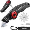 WORKPRO Taglierino Pieghevole & Cacciavite 2 in 1, Set Completo con 10 Lame di Ricambio e 10 Punte