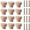 Jinsion 12 Pezzi Pomelli per Mobili Legno con Viti, 35x25 mm | Liscio Lucido Sicurezza in Legno per i Bambini per Guardaroba, Armadi, Comodino e Cassetti