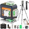 CIGMAN Livella Laser Autolivellante 16 Linee con 1.4M Treppiede,CIGMAN 4x360° Livello Laser Autolivellante Verde Intelligente con App & Telecomando,Livello Laser Professionale per Edilizia, Piastrelle,CMG16T