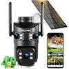 BEZOMIZ 4G LTE telecamere di sorveglianza solare con scheda Sim,AOV 24/7,a triplo obiettivo,4K Rilevazione umana,360° PTZ Telecamera esterna,Monitoraggio automatico,Audio bidirezionale,IP66,Visione Notturna