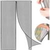 Aeffe Brico AEFFE Zanzariera Magnetica 150 * 180 cm TAGLIABILE per Porta Finestra Attacca e Stacca Rete Fine, Tenda Totalmente Magnetica, Automatica in Poliestere Nera Bianca Grigia (Grigio)