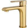 VALAZ Rubinetto Lavabo Oro Spazzolato PVD Serie Turia | Rubinetto da lavabo miscelatore monocomando, miscelatore monocomando, ottone e acciaio inox, risparmio idrico