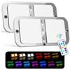 FISHOAKY 2Pcs Plafoniera LED 12V Camper con Interruttore, 8 luci laterali multicolore, 5,5W 800LM Luci Camper Interno 12 V, 48 LEDs Plafoniera Interna per Rimorchio, Auto, Barca, 3000-4500-6000K