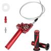 EXLECO Manopola Acceleratore Moto CNC-Allu con Cavo 1,2M & Manopole, Rosso | 22mm Manubrio dell'Acceleratore a Torsione con Anodizzazione, Comando Gas Rapido Moto 50cc-200cc per ATV Quad Pit Dirt Bike