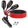 MISYNLON 1M/3.2Ft Car Accendisigari Splitter, 12V 3 Spina Accendisigari Adattatore Y Cavo, 1 a 3 Auto DC Alimentazione Prolunga Cavo Caricabatterie Porta, con 15A Fusibili per Tablet, Dashcam, GPS