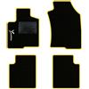 QUEMAR Tappetini Auto per Lancia Ypsilon 5 porte, Bordo Giallo, 1 Ricamo | dal 2011 / anche Hybrid / Kit Tappeti Moquette e Gomma su Misura / Set 2 Anteriori + 2 Post. / Ricami e Colori Personalizzati