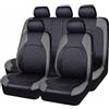 FOXZY 9 Pezzi Auto Set Coprisedili per Peugeot 207 Hatchback 2006 2007 2008 2009 2010 2011 2012, Cuscino Del Sedile Traspirante Impermeabile in Piena Pelle con Airbag Laterale,C Grey