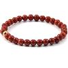 Treasure Bay Bracciale Elastico Con Pietra E Acciaio per uomo e donna | Braccialetto con pietre preziose di cristallo da 6 mm (Diaspro Rosso)