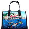Arte Lisanti Borsa in Pelle Dipinta a Mano - AMALFI D' AMARE - a Mano, a Tracolla, Borsa Donna, Idea Regalo, Artigianato Italiano, Made In Italy, Vera Pelle, Tote Bag, Elegante Di Alta Qualità