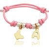 ViMon bracciale cordino rosa con ciondoli farfalla e lettera iniziale nome, in argento 925. Regalo bambina per nascita, battesimo, primi compleanni, comunione