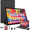 PIXGOOD 2K Android 15 Tablets, 36GB RAM+512GB ROM (2TB TF), 4G LTE+5G WiFi, Tabl