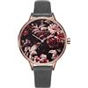 VICTORIA HYDE Orologi analogici al quarzo per le donne Casual motivo floreale quadrante moda orologio da polso con cinturino in vera pelle nero rosso grigio, Grigio, Orologi al quarzo