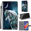 TOMYOU Cover per Huawei Honor Play 8A / Y6 (2019), Lupo | Antiurto Protettiva Portafoglio, Slot per Schede, Magnetica, Custodia in Pelle PU, Libro Flip,Funzione Stand