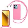 SLWYF Custodia per Xiaomi Poco X6/Redmi Note 13 5G Cover con Cordino, Silicone Antiurto TPU Morbido Corda Collana Necklace Regolabile Stylish con Catena Ultra Sottile Cover Case, Rosa