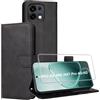 Effcotuo Cover per OPPO A6 / A6S / A6T Pro 4G / 5G, Custodia in Pelle a Libro con 1 Pellicola Vetro Temperato Protezione Schermo Portafoglio Porta Carte Cuoio Flip Case Libretto Antiurto,Nero