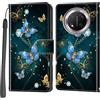 PHINIENLAND Cover per Honor Magic7 Lite custodia portafoglio Farfalla | 3 scomparti carte, 1 tasca banconote, Chiusura magnetica, Supporto, Pelle PU flip cover per Honor X60 Pro / X9c