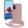 FERLAN Custodia per Xiaomi Redmi Note 10 4G/Note 10s Cover con Cordino,Rosa Oro | Custodia con Laccio Collana Tracolla Regolabile Sottile Silicone Morbido TPU Bumper Antiurto AntiGraffio Protettiva Case