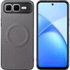 linsuyu Cover Compatible con Infinix Smart 10 Plus Supporto magnetico per auto, custodia in pelle PU goffrata + TPU Gray
