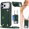 Ysnzaq Cover con Cordino per Apple iPhone 17 Pro ZY Verde | Premium Pelle PU Portafoglio con Slot per Carte, Appendere, Supporto, Antiurto Custodia per iPhone 17 Pro