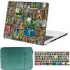 FFBOFFC Cover per MacBook Air 13 Pollici 2020 2019 2018 Modello A2337 A2179 A1932 M1 Chip Touch ID, Plastica Custodia Rigida Protettiva & Copritastiera & Borsa, 713 Libri verdi