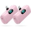 QODJN Mini Power Bank USB C 5000mAh, 15W PD Ricarica Rapida Powerbank Ultra Compatto Caricabatterie Portatile Batteria Esterna con LED Display per iPhone 17/16/15, Samsung, Huawei ecc (2 pièces)