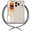 ANFAIRLACE Cover Cordino Compatibile con Honor 600 Pro, Grigio | Custodia Cuscino d'Aria Trasparente TPU Morbido Silicone Regolabile Antiurto Collana Chiaro Case