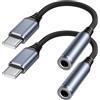 Amzpas Adattatore Jack per Cuffie USB C a 3.5mm, Adattatore Audio USB C a Cavo Dongle Aux per Samsung Galaxy S22 S21 S20 Ultra S20 + Nota 20 10 S10 S9 Plus, Pixel 4 3 2 XL, iPad e altro ancora (2PACK)