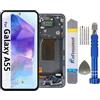 It'Go Schermo Full OLED per Samsung A55 A556 con impronte digitali, schermo LCD di ricambio touch screen con attrezzi, nero, con cornice, alta qualità