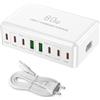 Kitbox Caricatore USB C Carica Rapida Caricabatterie USB Multiplo da 80W con 6* USBC and 2* USBA Stazione di Ricarica Veloce Alimentatore Presa USB Fast Charger per Apple iPhone,Samsung,Cellulare,Pixel