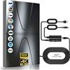 TE-Voze 700+Km Antenna TV Interna Amplificata Potente 2026, Nuova Antenna TV Da Interno Con Amplificatore Di Segnale, Ricezione A 360° Canali HDTV 4K 8K1080p, Supporto DVB-T/DVB-T2 VHF UHF, Cavo Coassiale 10M