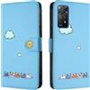 Rnrieyta Miagon per Xiaomi Redmi Note 11 PRO Cover,Custodia Cartone Nuvola Gatto Carino Portafoglio a Libro in PU Pelle Flip Cover con Porta Carte Chiusura Magnetica Case,Blu