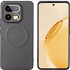 linsuyu Cover Compatible con Realme 16 Pro 5G Supporto magnetico per auto, custodia in pelle PU goffrata + TPU Gray